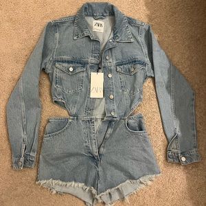Zara overall romper shorts BRAND NEW